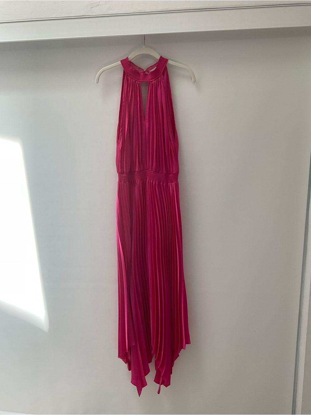 NWT Petal and Pup Fuchsia Halter Pleated Maxi Dress